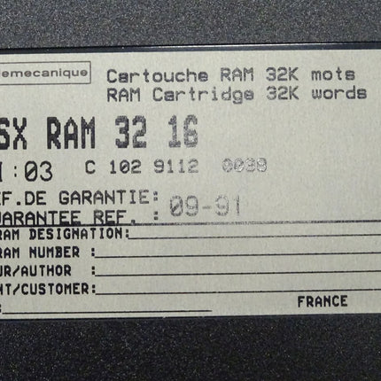 Telemecanique TSX RAM 32 16 Cartouche RAM 32K mots C10291120038