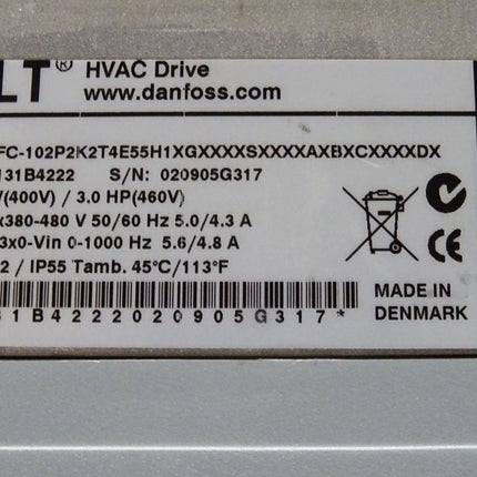 Danfoss VLT 131B4222 FC-102P2K2T4E55H1 Frequenzumrichter 2.2kW - Maranos.de