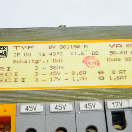 Block BV 061186 M BV061186 M Trafo Transformator 380V auf 45V/17V - Maranos.de