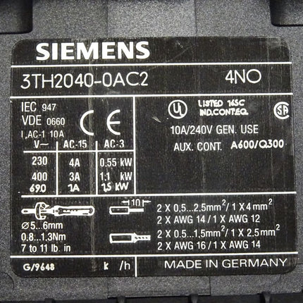 Siemens Hilfsschütz 3TH2040-0AC2