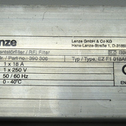Lenze 390 306 / 390306 Type: EZ F1 018A002 Funkentstörfilter / RFI Filter