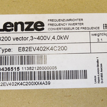 Lenze Frequenzumrichter 8200 vector 4kW 13436515 E82EV402K4C200 / Neu OVP versiegelt - Maranos.de