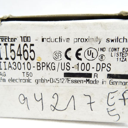 Ifm Efector100 inductive proximity switches II5465 / IIA3010-BPKG/US-100-DPS