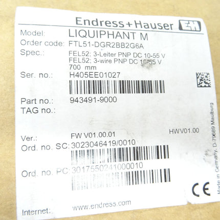 Endress + Hauser Liquiphant M / FTL51-DGR2BB2G6A / Neu OVP