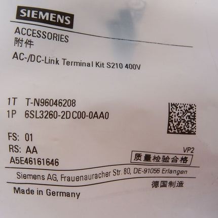 Siemens 6SL3260-2DC00-0AA0 Sinamics S210 Steckersatz / Neu OVP - Maranos.de