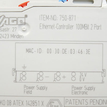 Wago 750-871 Ethernet Controller 100MBit 2 Port