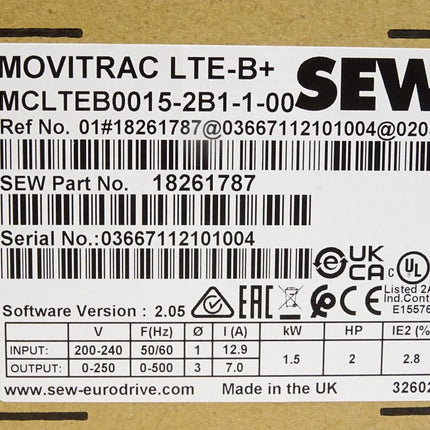 SEW Eurodrive Movitrac LTE-B+ MCLTEB0015-2B1-1-00 18261787 1.5kW / Neu OVP - Maranos.de