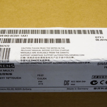 Siemens MP277 Touch Multi Panel 6AV6643-0CD01-1AX1 6AV6 643-0CD01-1AX1/ / Neu OVP versiegelt - Maranos.de