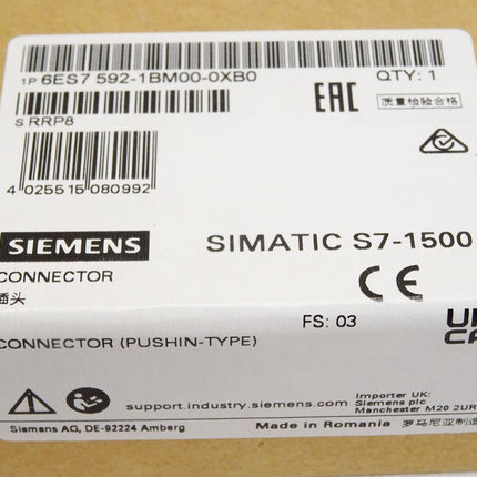 Siemens S7-1500 Frontstecker 6ES7592-1BM00-0XB0 6ES7 592-1BM00-0XB0 / Neu OVP versiegelt - Maranos.de