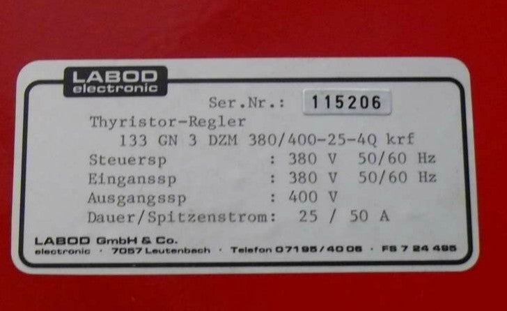 LABOD Thyristor-Regler 133 GN 3 DZM 380/400-25-4Q KRF Frequenzumrichter Servomot