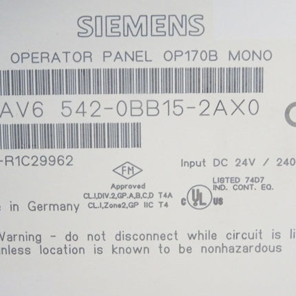 Siemens Backcover Rückschale Panel OP170B Mono 6AV66542-0BB15-2AX0 6AV6 6542-0BB15-2AX0 - Maranos.de