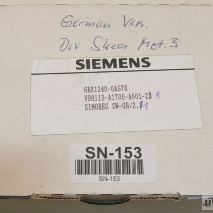 Neu-OVP Siemens 6RX1240-0AS76 Simoreg 6RX1 240-0AS76 C98043-A1630-L1 SW-Deutsch