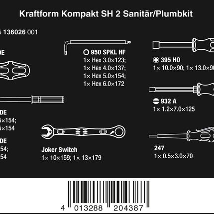Wera Kraftform Kompakt SH 2 Sanitär/Heizung/Plumbkit Werkzeugsatz 05136026001 - Maranos.de