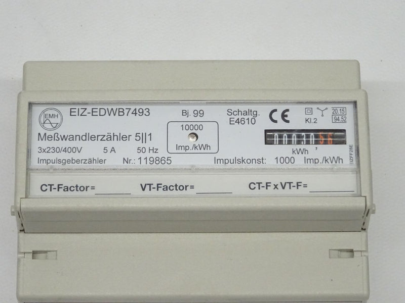 EMH EIZ-EDWB7493 Meßwandlerzähler 5||1 / 3x230/400V / 5A / kWh - Zähler