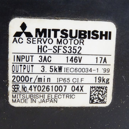 Mitsubishi AC Servomotor HC-SFS352 3.5kW 2000r/min  / OVP - Maranos.de