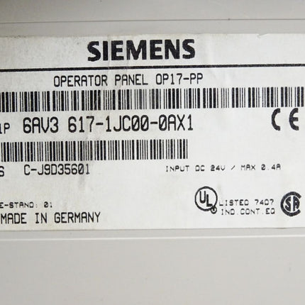Siemens Backcover Rückschale Panel OP17-PP 6AV3617-1JC00-0AX1 6AV3 617-1JC00-0AX1 - Maranos.de