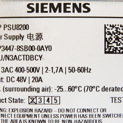 Siemens Sitop PSU8200 Power Supply 6EP3447-8SB00-0AY0