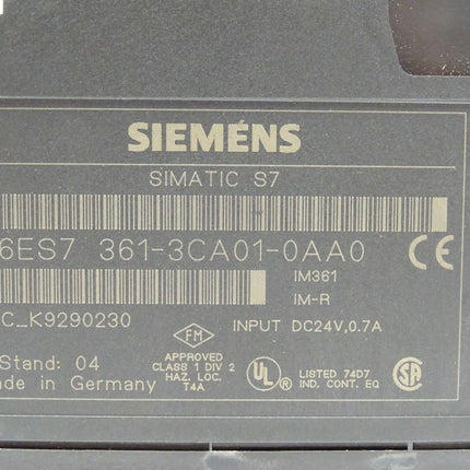 Siemens 6ES7361-3CA01-0AA0 Simatic S7 6ES7 361-3CA01-0AA0 E:04