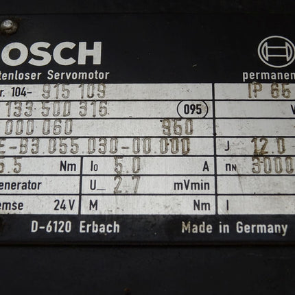 Bosch Bürstenloser Servomotor 0133500316 SE-B3.055.030-00.000 3000min-1