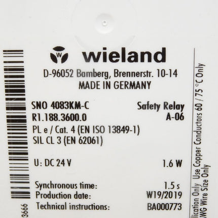 Wieland Safety Relay SNO 4083KM-C R1.188.3600.0