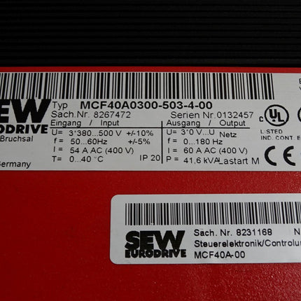 SEW Eurodrive Umrichter 30kW MCF40A0300-503-4-00 8267472 Powerunit MDX60A0300-503-4-00 8227152  Controlunit MCF40A-00 - Maranos.de