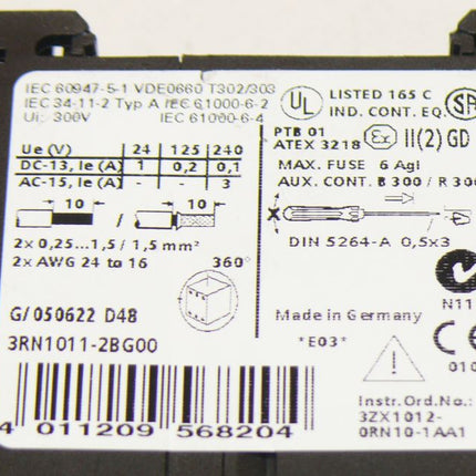 Siemens 3RN1 011-2BG00 Sirius Schütz 3RN1011-2BG00