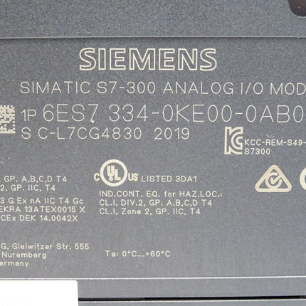 Siemens S7-300 6ES7334-0KE00-0AB0 / 6ES7 334-0KE00-0AB0 / Neu