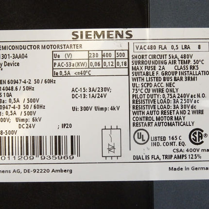 Siemens Motorstarter 3RM1301-3AA04