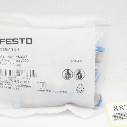 Festo QSM-1/8-6-I / 153318 / Inhalt : 10 Stück / Push-in fitting / Neu OVP