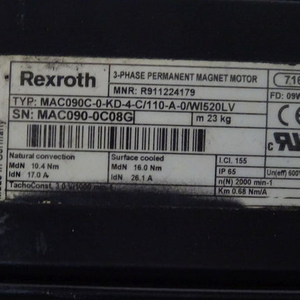 Rexroth Permanent Magnet Motor MAC090C-0-KD-4-C/110-A-0/WI520LV + ROD 429/1250