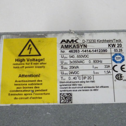 AMK AMKASYN KW20 Frequenzumrichter 20kVA 33A 3x350V Version: 03.25