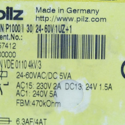 Pilz 657412 ZTN/P1000/I30/24-60V/1UZ+1 / Neuwertig - Maranos.de