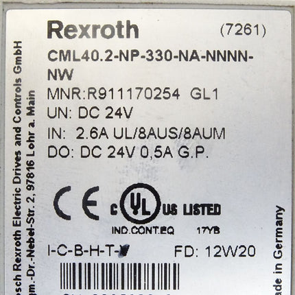 Rexroth CML40.2-NP-330-NA-NNNN-NW / R911170254
