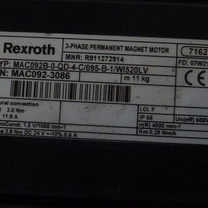 Rexroth Servomotor MAC092B-0-QD-4-C/095-B-1/WI520LV / MNR R911272914 Top