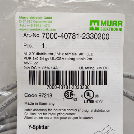 Murr Elektronik Kabel 7000-40781-2330200 / Neu OVP - Maranos.de