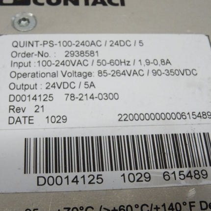 Phoenix Contact Quint-PS-100-240AC Stromversorgung Netzteil 2938581