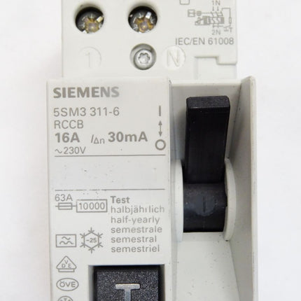 Siemens 5SM3311-6 RCCB 16A FI-Schutzschalter