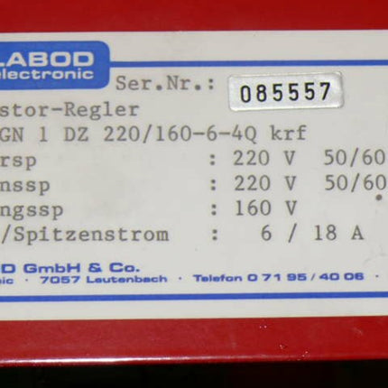 LABOD electronc Thyristor-Regler Motorregler 92 GN 1 DZ 220/160-6-4Q krf