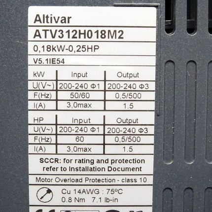 Schneider Altivar Frequenzumrichter ATV312H018M2 0.18KW / Neuwertig - Maranos.de