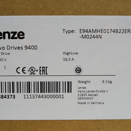 Lenze Servo Drives 9400 E94AMHE0174 15384373 3x400V 16.5A E94AMHE0174B22ERNN-M0244N E94AYAB E94AYM22 E94AYCER E94AZPM0244N / Neu OVP versiegelt - Maranos.de