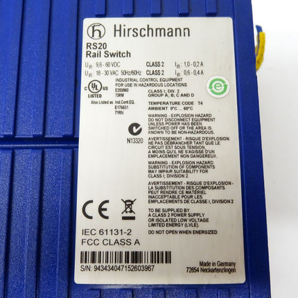 Hirschmann RS20 Rail Switch  RS20-1600T1T1SDAUHH