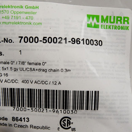 Murr Elektronik Kabel 7000-50021-9610030 / Neu OVP - Maranos.de