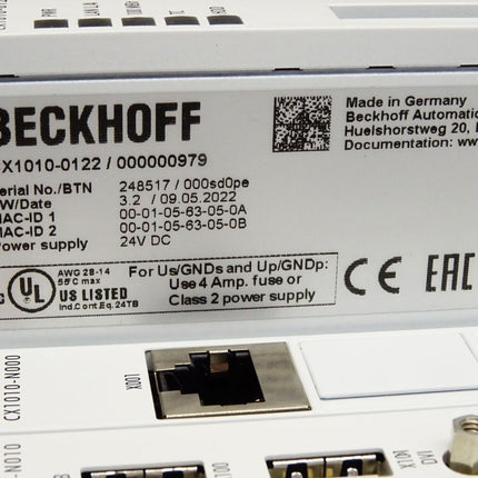 Beckhoff CX1010-0122 CPU-Grundmodul CX1010-N010 CX1010-N000 CX1010-0122 / 000000979 - Maranos.de
