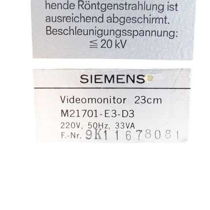 Siemens Videomonitor 23cm M21701-E3-D3 220V, 50Hz, 33VA