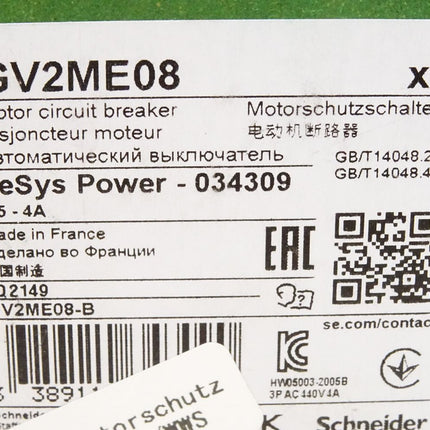 Schneider Electric GV2ME08 702149 Motorschutzschalter / Neu OVP - Maranos.de