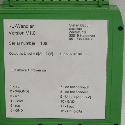 Stefan Badur electronic I-U-Wandler V1.0