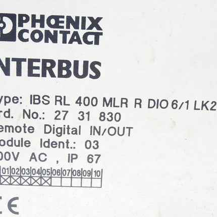 Phoenix Contact Wendelast-Motorschalter Interbus IBS RL 400 MLR R DIO 6/1 LK2MBD 2731830