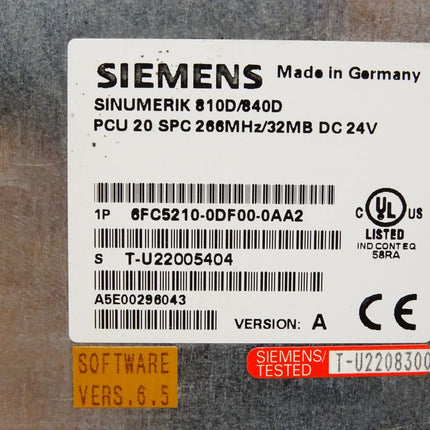 Siemens Bedientafel OP10 6FC5203-0AF00-0AA1 Version F + PCU 6FC5210-0DF00-0AA2