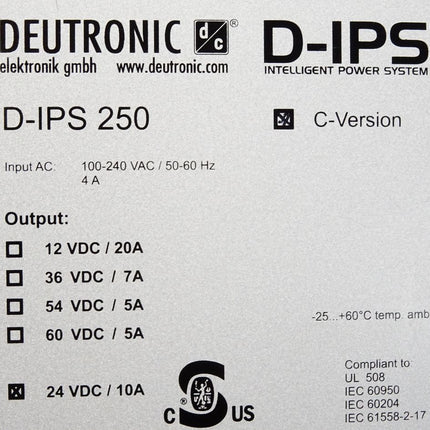 Deutronic D-IPS250 Ausgang 24VDC 10A Stromversorgung (ohne Stecker) - Maranos.de